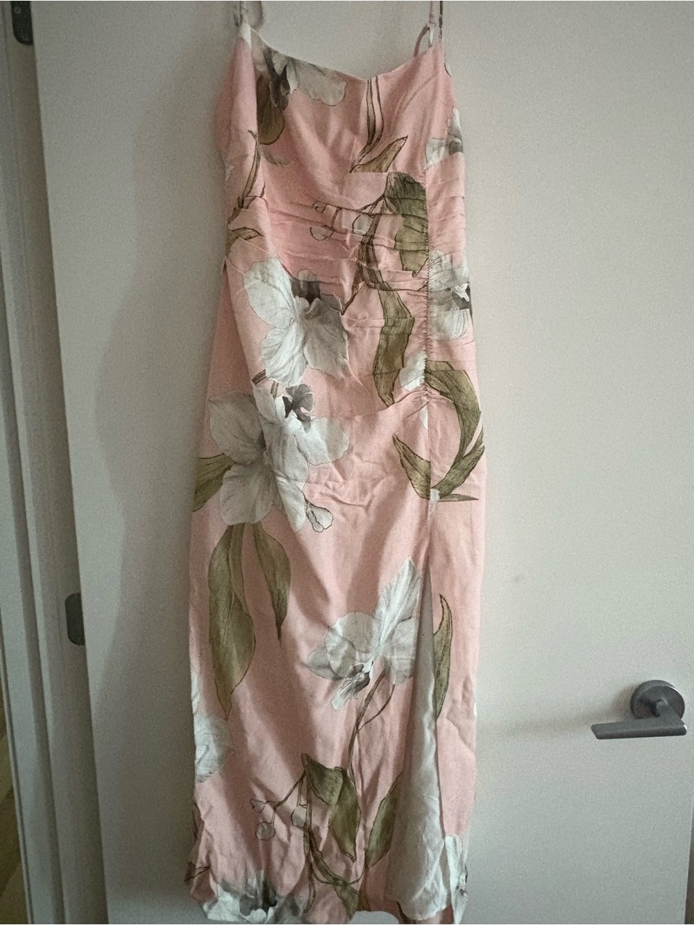 Zara Pink Floral Spaghetti-Strap Maxi Dress